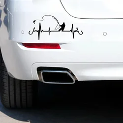 Car Sticker Heartbeat Fishing Decorative Stickers For Auto Body Truck Decor Motorcycle Fish Decal 16.7cm*7.7cm