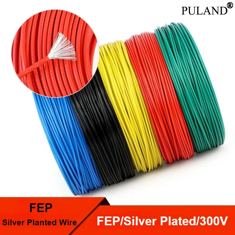 

1~10m FEP Wire Silver Plated 30 28 26 24 22 20 AWG High Purity OFC Copper Cables Audio Speaker Headphone HiFi Signal Line