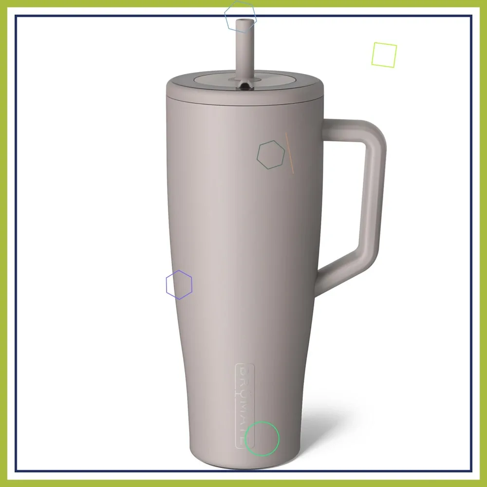 

40 oz Insulated Tumbler with Handle and Straw, Leakproof Stainless Steel Water Bottle, Cup Holder Friendly in Mocha