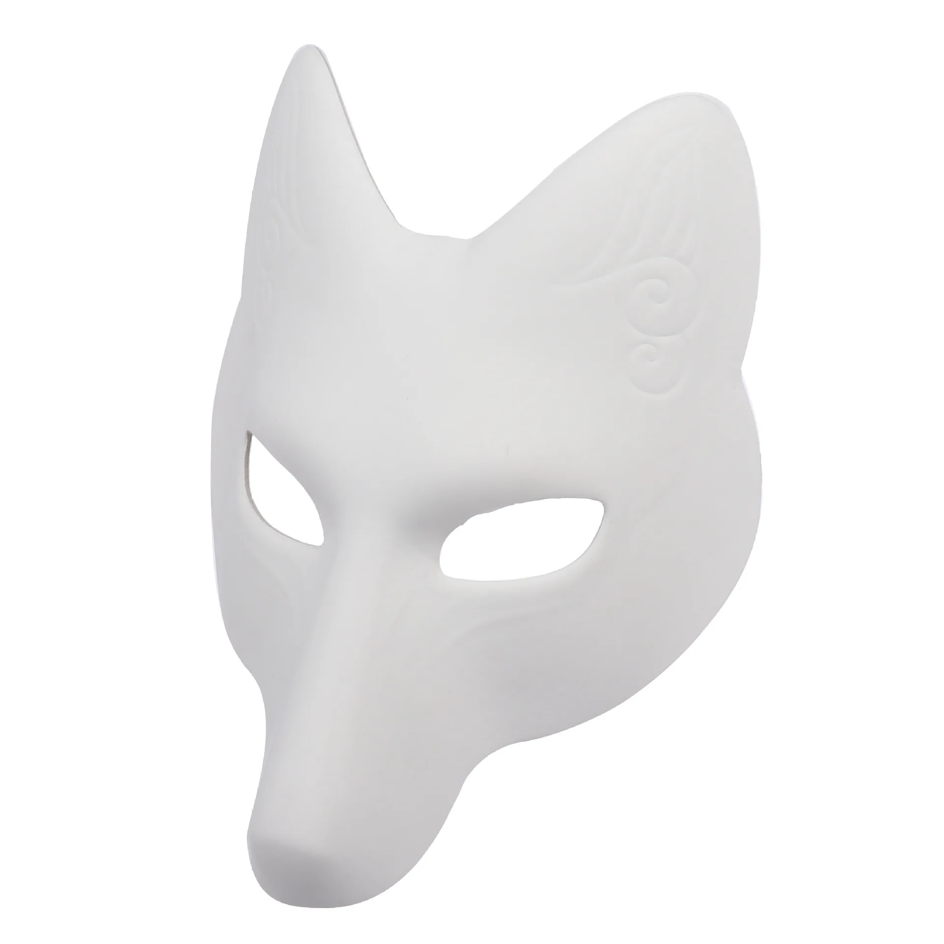 Unpainted Masquerade Mask PU Halloween Cosplay Fox DIY Paintable Mask Animal Costume Party Decorate Craft Props Blank White Mask