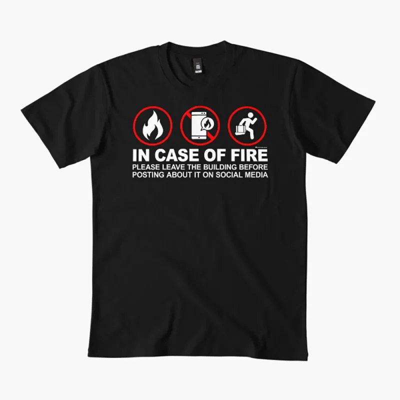 IN CASE OF FIRE 0226 Funny Git merge system admin humor T Shirt for developer Graphic clothes All size tops S-6XL