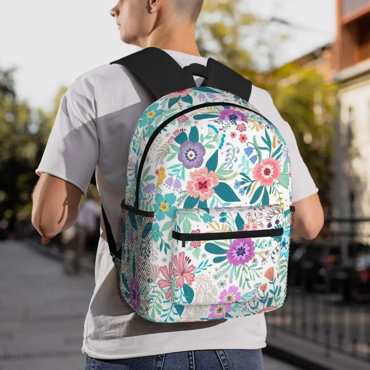 Animal Fruit Flower Alien Dinosaur Print Backpack Student BookBag Kids School Bag Computer Shoulder Bags for Men Women