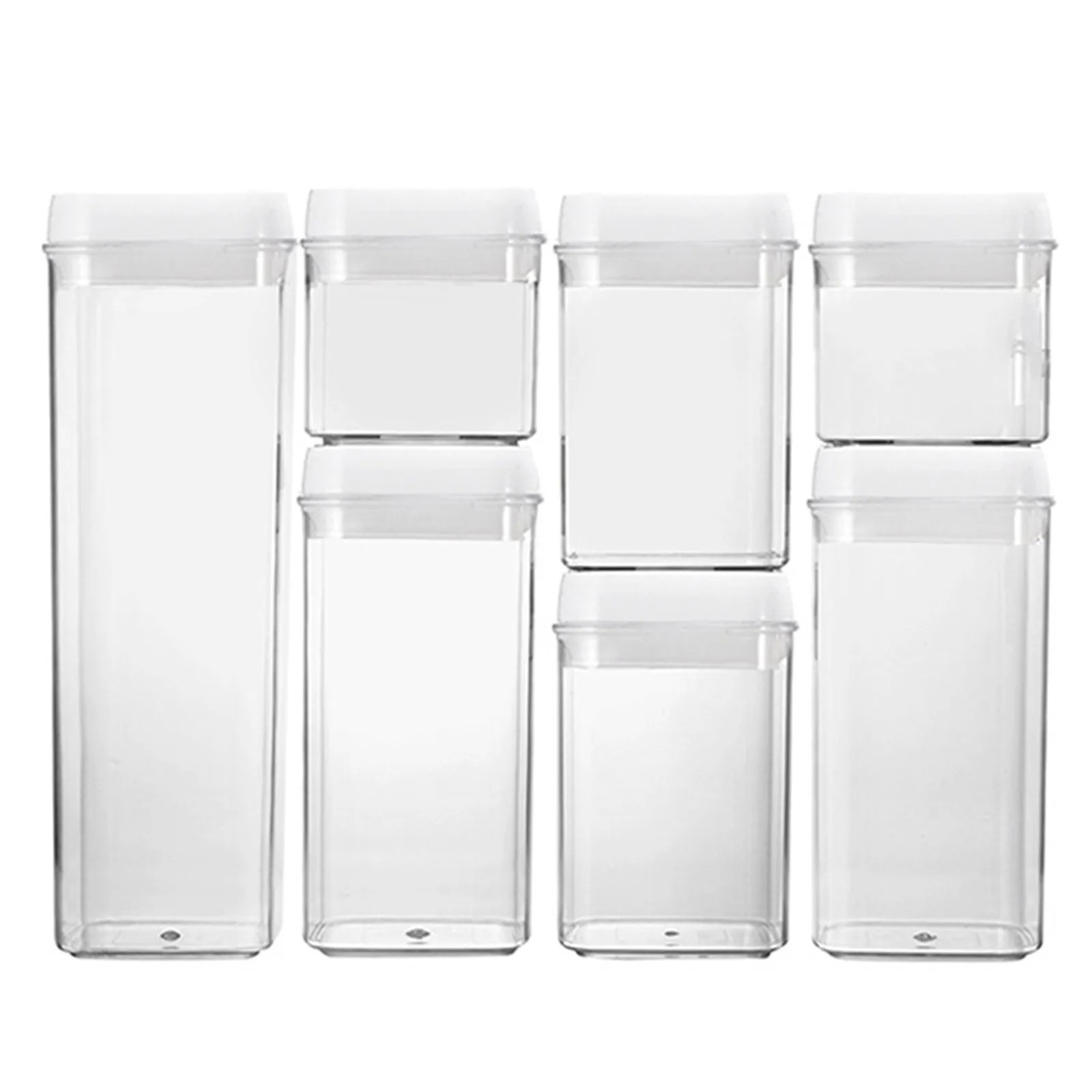 Plastic Food Storage Containers With Lids 7PCS Airtight Kitchen Canisters For Flour Cereal Sugar Pantry Organization