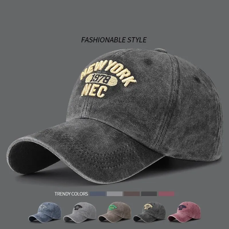 Baseball Cap Korean Washed Cotton Soft Top Hat Four Seasons Men's And Women's Embroidered American Letter Cap