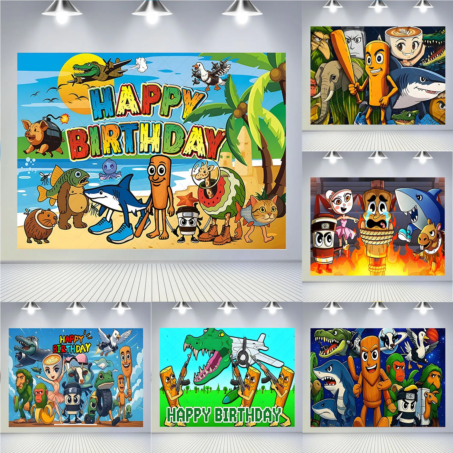 

Tung Tung Sahur Tralalo Theme Boy 1st Birthday Decoration Photography Backdrop Party Supplies Baby Shower Photo Booth Props