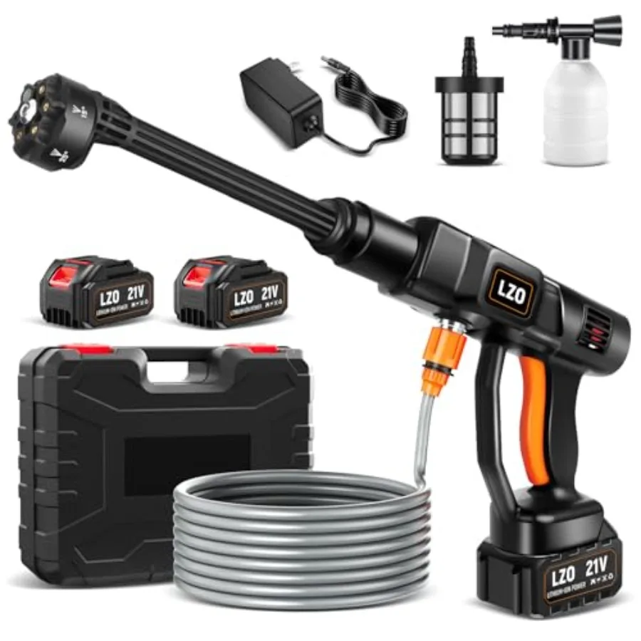 

Аккумуляторная портативная мойка высокого давления 3000 мАч, беспроводная, 652 фунта на кв. дюйм, ручная мойка для автомобиля с насадкой 6-в-1