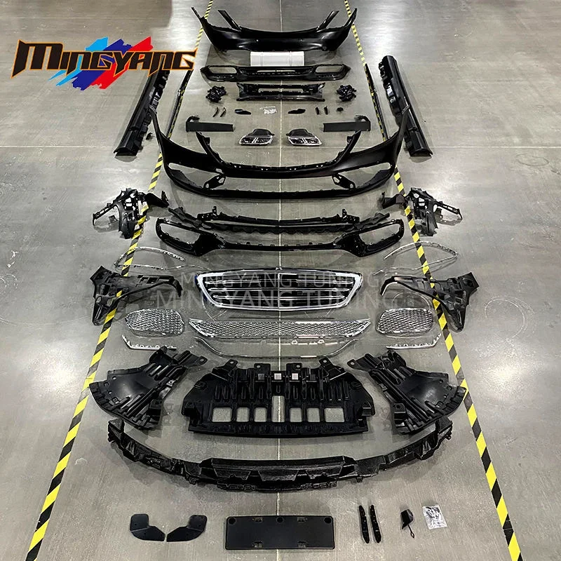 

PP Plastic S65 Style Car Bumper Side Skirt Grille Body Kit for Benz S Class W222 2014-2020