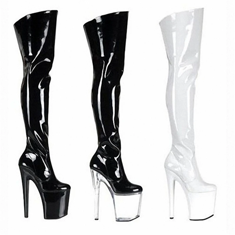 

26cm high boots nightclub super high heel sexy over the knee boots pole dance boots performance long leather boots