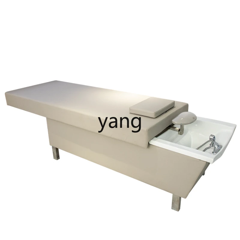 

LMM simple barber shop shampoo bed electric beauty shampoo push-pull stainless steel bed