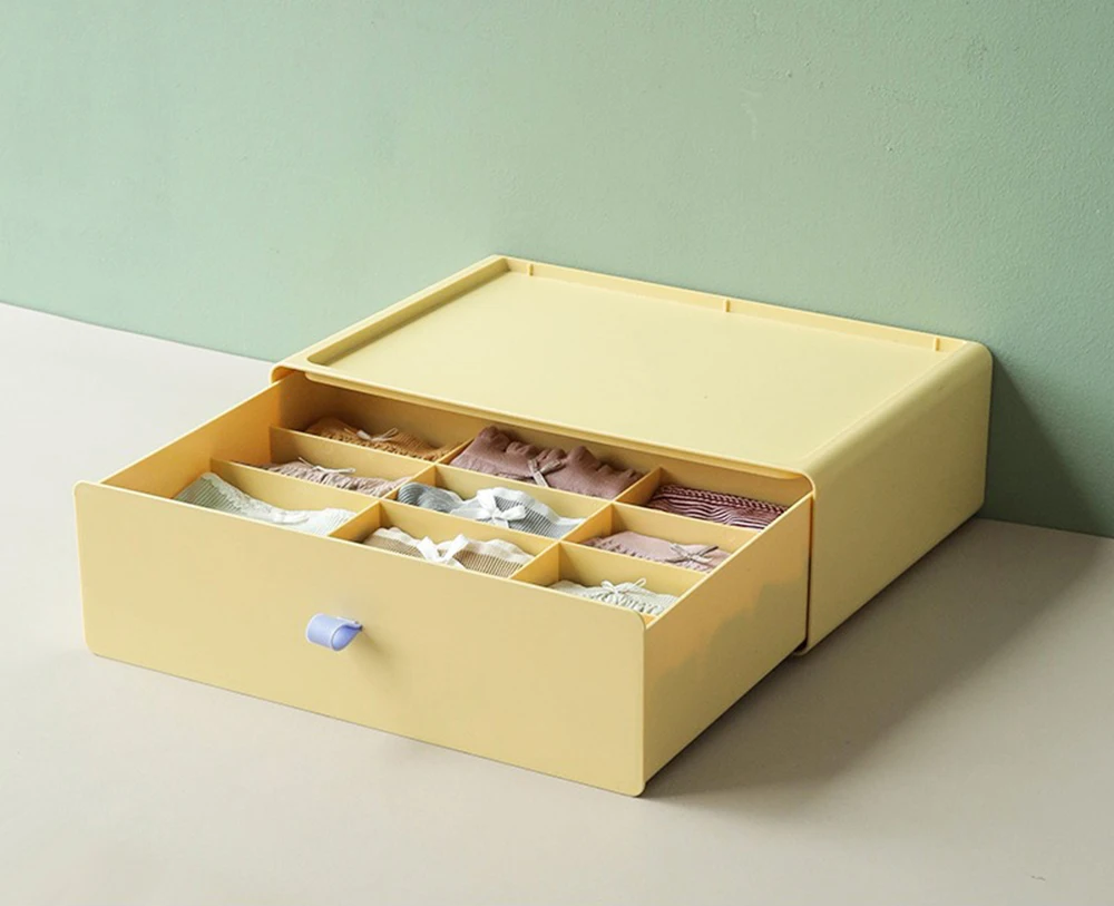 Underwear storage box large desktop drawer storage box with compartments plastic underwear socks underwear box