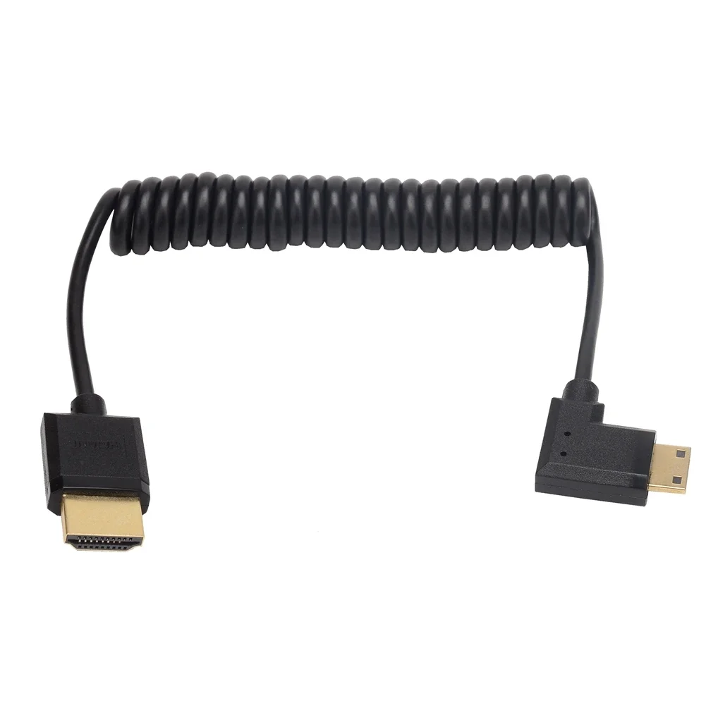 Super Soft Up Down cavo da Mini HDMI a HDMI ad angolo retto sinistro Ultra sottile 4k @ 60hz portatile leggero corto sottile hdmi2.0 arrotolato