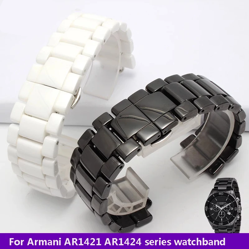 For Armani AR1421 AR1424 Ceramic Watch Strap With a Raised Width of 22.5 * 11mm High Quality Watch Band Men Bracelet