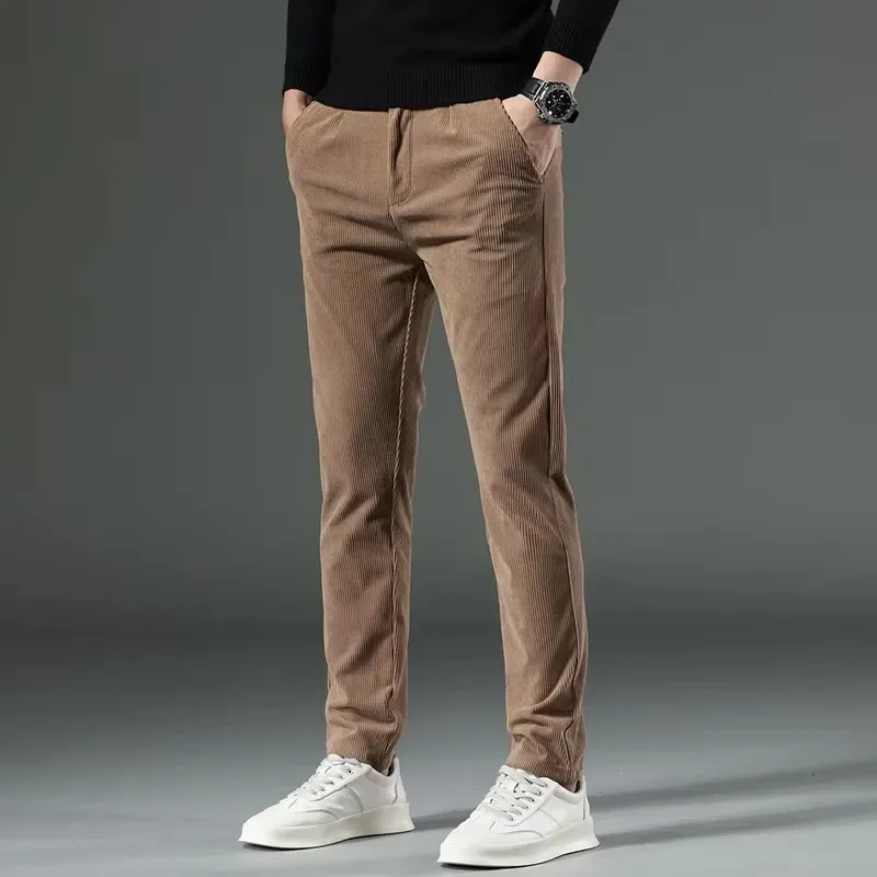 Autumn and Winter Men's Corduroy Trousers New Men's Clothing Stretch Slim Fit Casual Pants Fashion Mens Business Work Pants