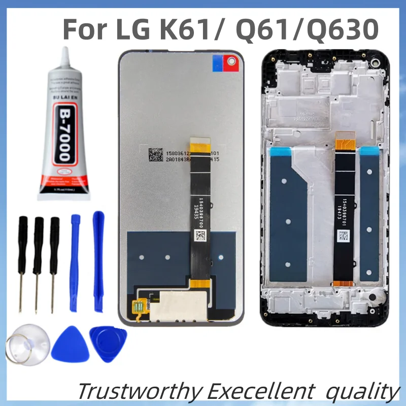 For LG K61 LCD Display Touch Screen Digitizer Assembly With Frame For LG Q61 LMQ630EAW LM-Q630 Screen Replacement Repair Parts