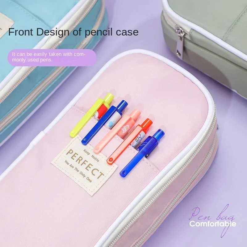 Zipper Pencil Cases 3 Layer Large Capacity Pencil Bag Pouch Holder Box for Student Stationery Organizer School Supplies