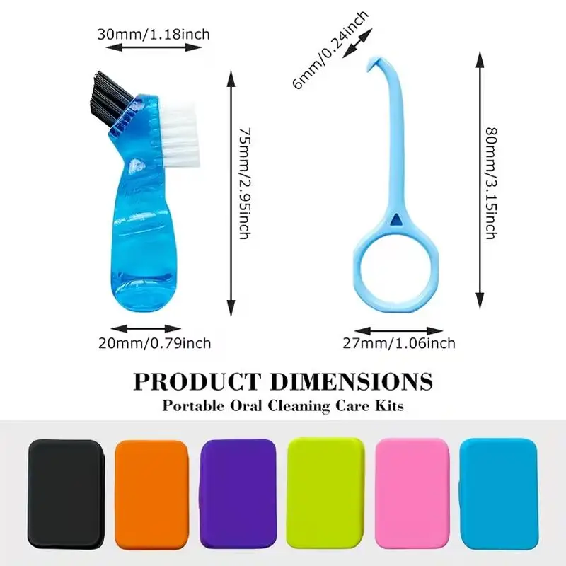 Oral Hygiene Kit Interdental Brush Oral Care Dental Cleaning Kit With Mirror Travel Denture Brush & Brace Extractor
