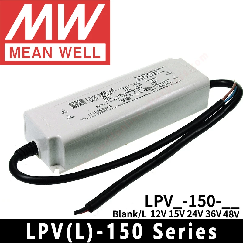 

Meanwell LED Driver LPV-150 Series 12V/15V/24V/36V/48V meanwel LPVL-150 LED Transformer IP67 LED Power Supply Constant voltage
