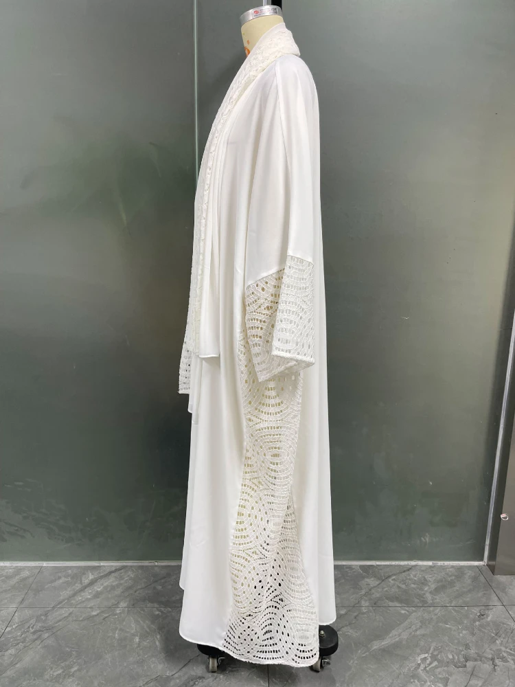 Eid muslimischen Hijab Abaya Frauen aushöhlen Ärmel Abayas mit Schal Strickjacke Jalabiya Party kleider Dubai Kaftan Vestidos lange Robe