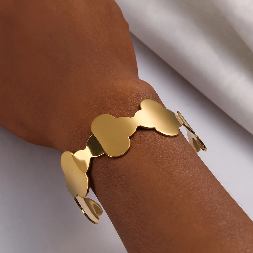 سوار عريض ناعم بتلات البرسيم الفاخرة بأربع أوراق #4