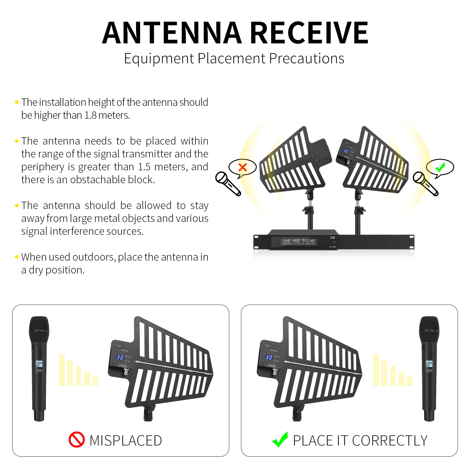 TLF Xtuga SY-1000 Microfono wireless UHF RF Segnali Spiltter Distributore Amplificatore Antena 450-1000MHZ Attrezzatura da palco o 80