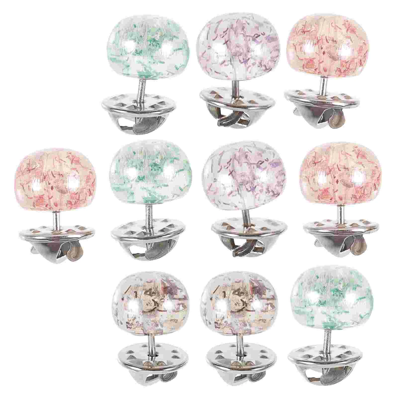 10 Pcs Pearl Xiaoxiangfeng No-seam Buttoned Shirt Anti-exposure Nail Buttons Colorful Nail-free Versatile Neckline Pins Metal