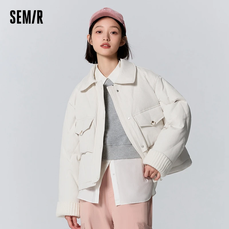 SEMIR-Doudoune à Revers pour Femme, Surdimensionnée, Polyvalente, Simple, Bergame, Doudoune Douce, Nouvelle Collection Hiver 2023