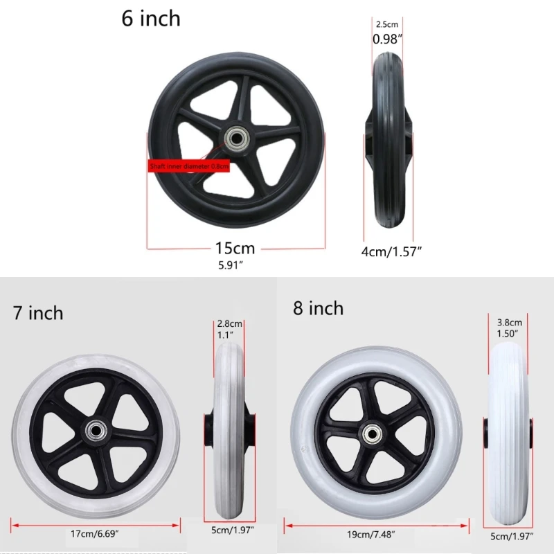 2Pcs Anti-skid Wheelchair Front Caster Replacement Solid Tire Wheel