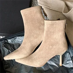 Eilyken High Quality Pointed Toe Women Ankle Boots Fashion Zipper Thin Heels Shoes Autumn Winter Chelsea Short Booties