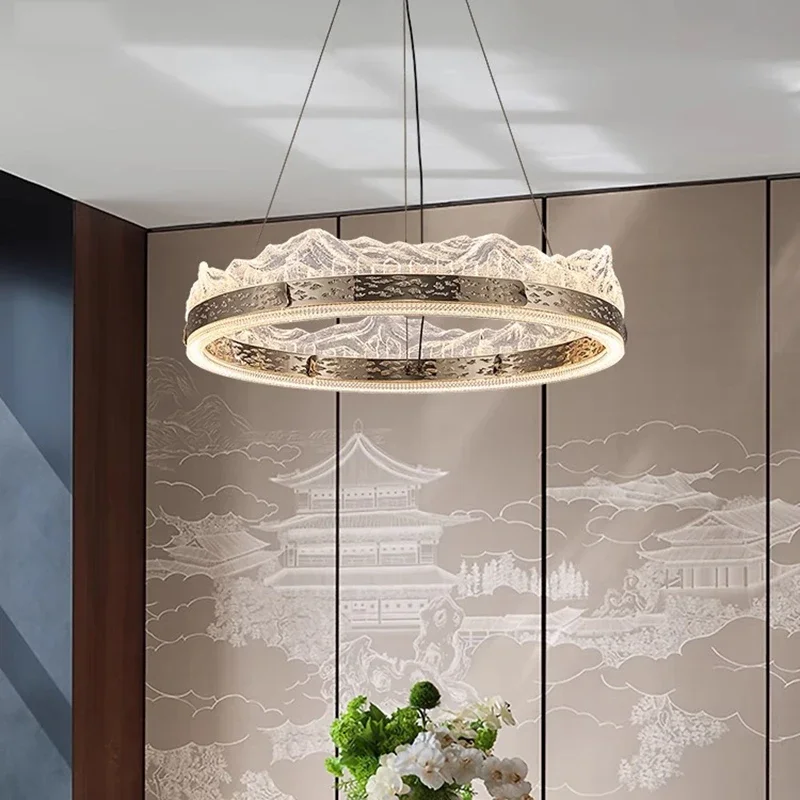 Modern Single/double Layer Ring-shaped Aluminium Pendant Light Acrylic Iceberg Hanging Lamp Living Room Bedroom Hotel Chandelier