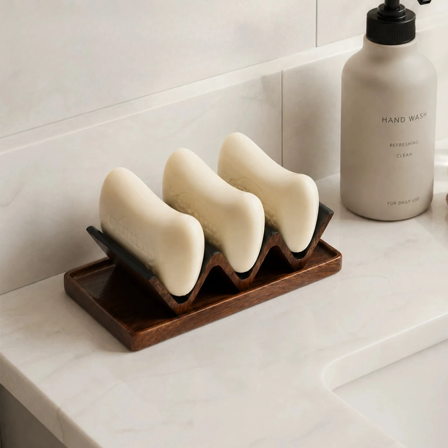 Creative Walnut Wood Grain Soap Box Soap Rack Home Wooden Storage Tray Bathroom Accessory Draining Shelf Soap Box Home Decor