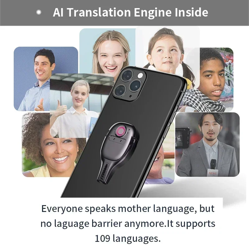 AI Smart Talkie Multi toText Real-time Chat Bluetooth Language Simultaneous Mini Voice Translator Device Voice Online Translator