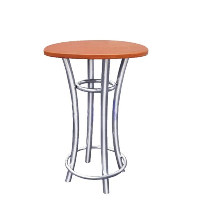 Homestay simple high-footed round stool aluminum alloy foot beech solid wood bar table bar chair