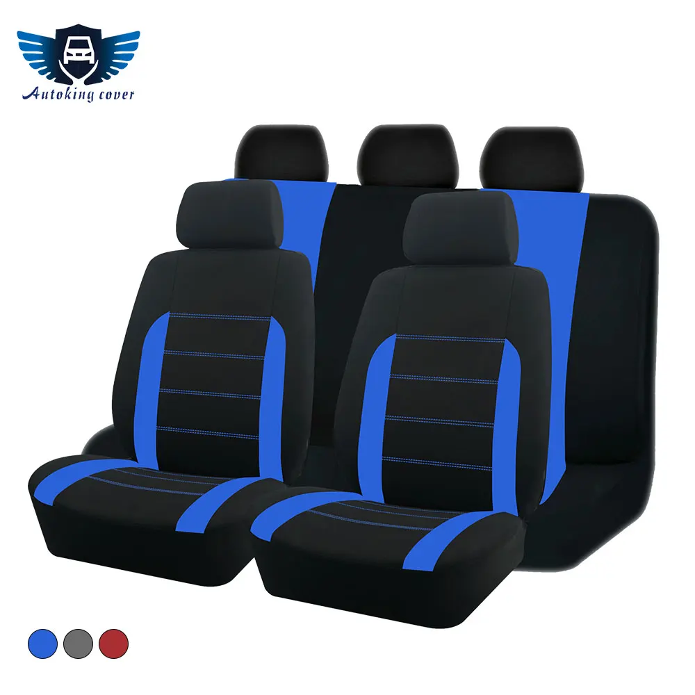 Universal Polyester Fabric Car Seat Covers Double Color Crimping Airbag Compatible Fit For Most Car Suv Truck Van