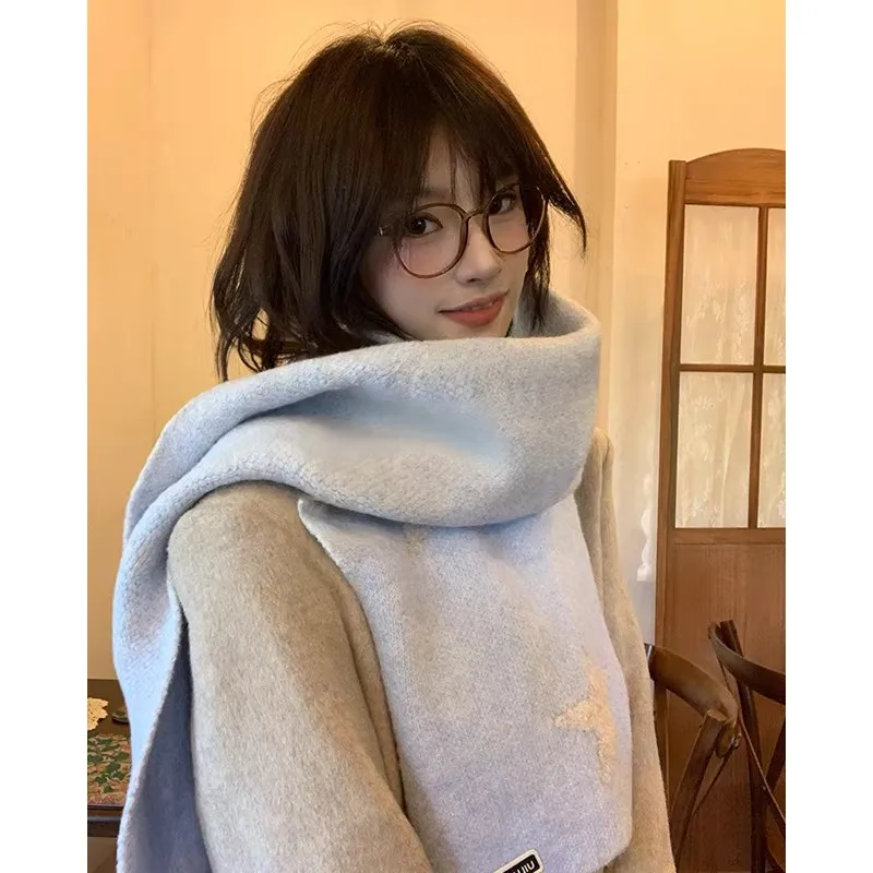 korean-sle-warm-ne-protection-star-pattern-knitted-scarf-for-women-winter-faionable-versatile-oulder-wrap-scarf
