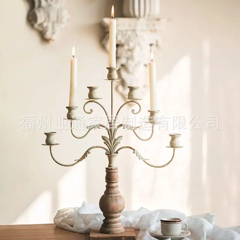 French Retro Candlestick Holder Nordic Style Home Decor for Living Room Entrance Restaurant Table Centerpiece Ornament