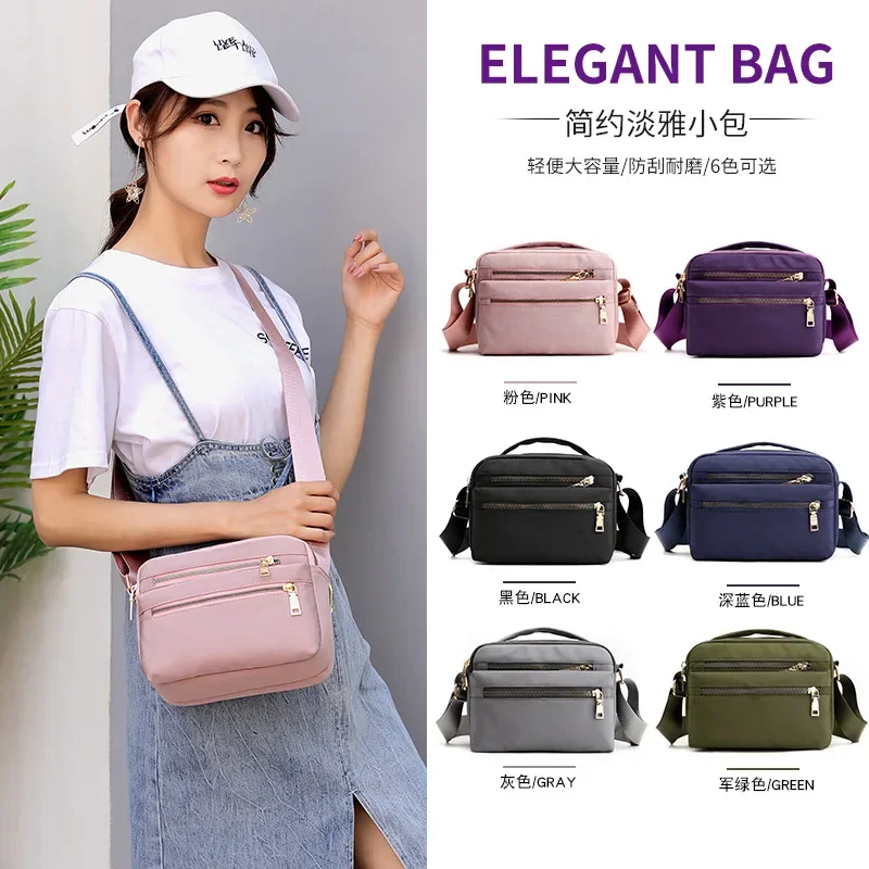 Multi Layer Multifunctional Casual Cloth Bag Waterproof Nylon Handbag Single Shoulder Crossbody Bag for Women