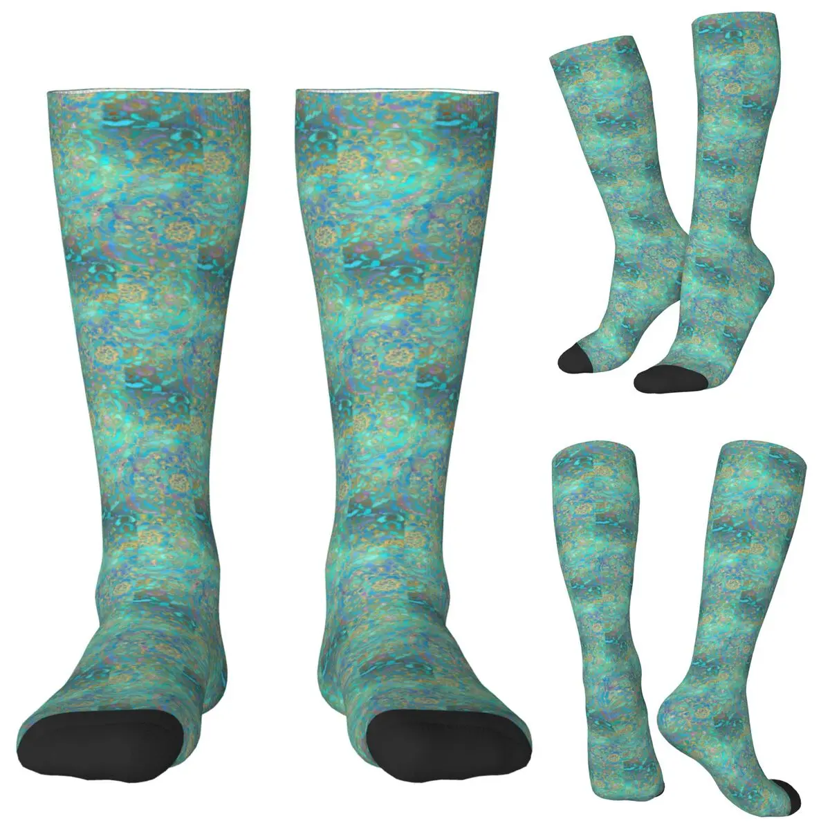 

Носки с сапфировым и нефритовым витражем, мандали, чулки в стиле Харадзюку, всесезонные длинные носки, аксессуары для мужчин и женщин, подарок на день рождения
