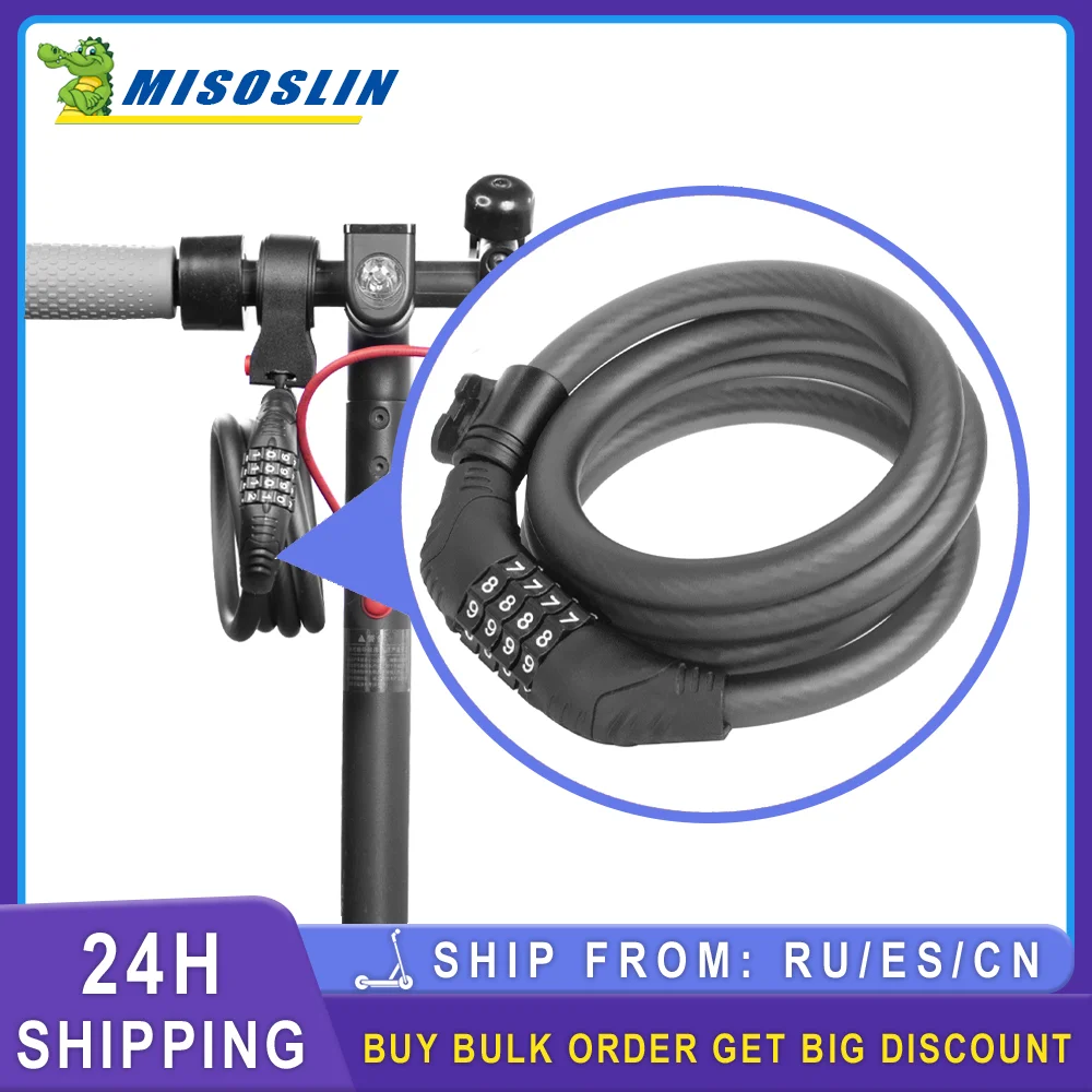 Anti-theft Ring Lock 4 Digit Code Combination Spiral Cable For Xiaomi Mi3 M365 Pro 1S Electric Scooter Portable Security Locks