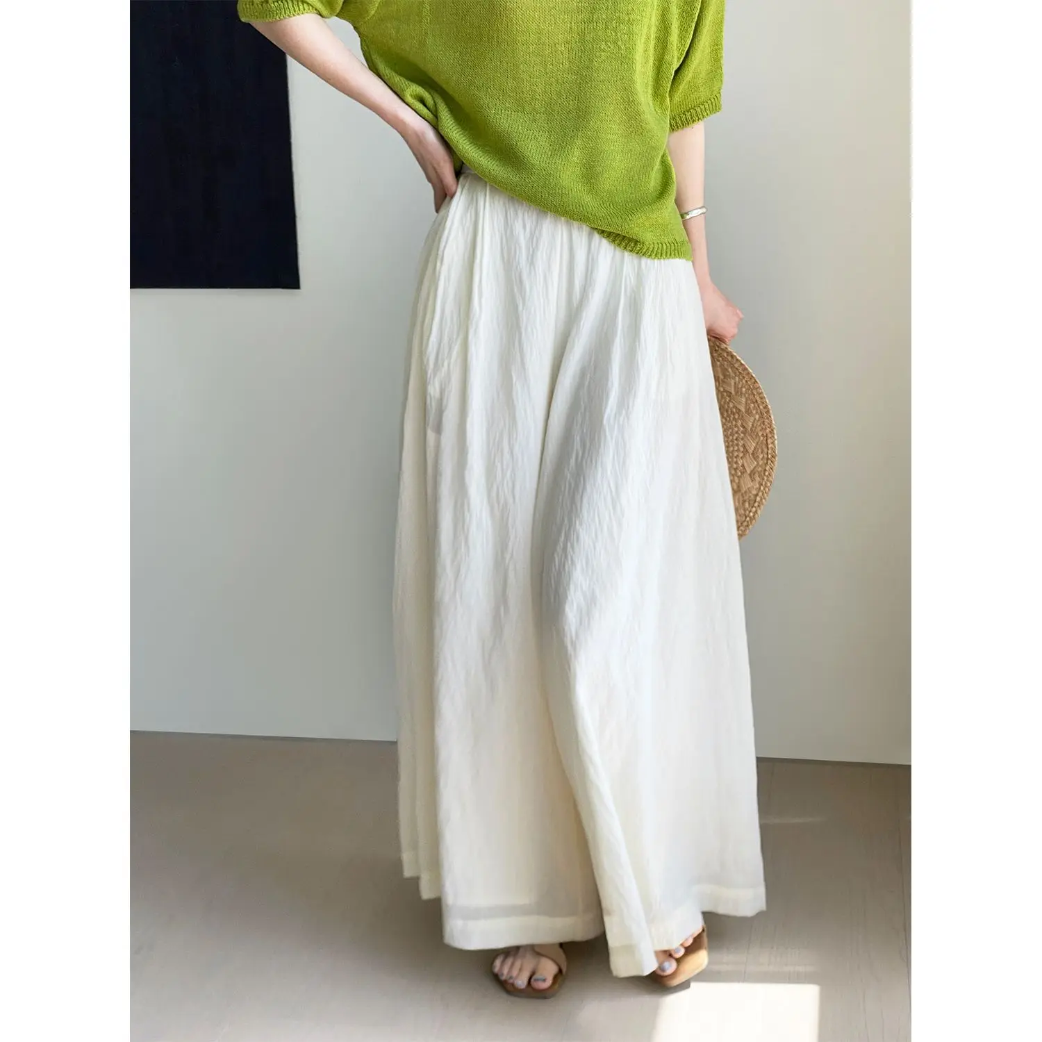 2026 Women Summer Long Pants 70% Cotton High Waist Wide Leg Pants Fashion Clothes Vintage Pants Female Trousers