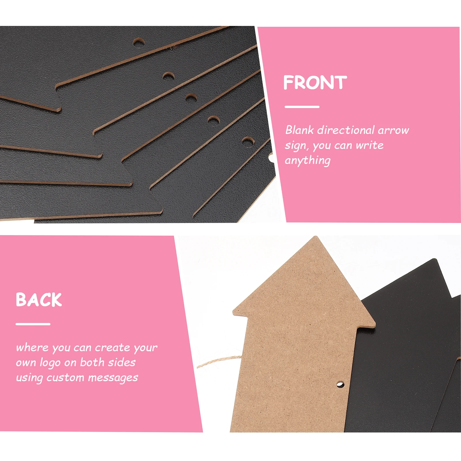 

6pcs Double Sided Blank Arrow Direction Erasable Wooden Hanging Door Decorative Diy Home Decor Chalkboard Wall Sign Directional