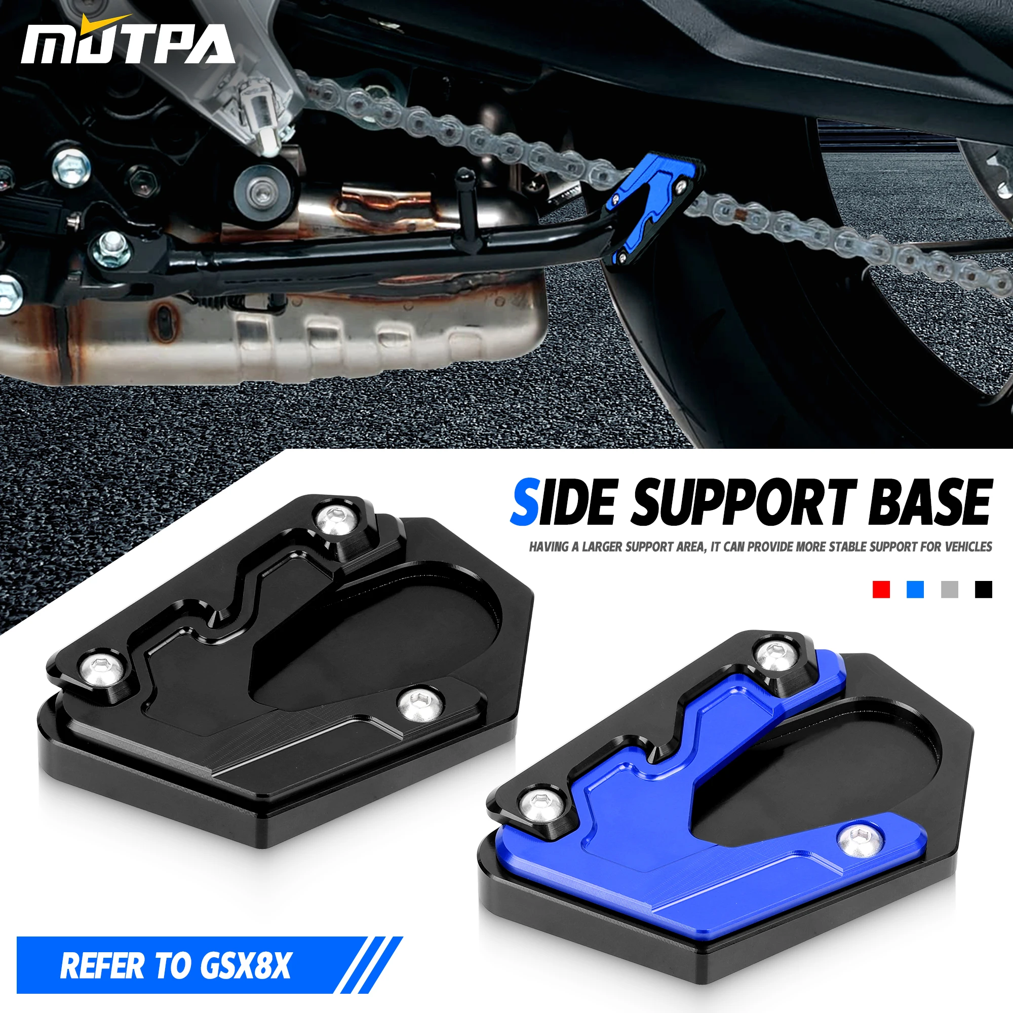 For Suzuki GSX-S1000GT GSX-8S Side Brace Enlarge Motorcycle GSX 8S Aluminum Allo Kickstand Side Foot Pad Bottom Enlargement