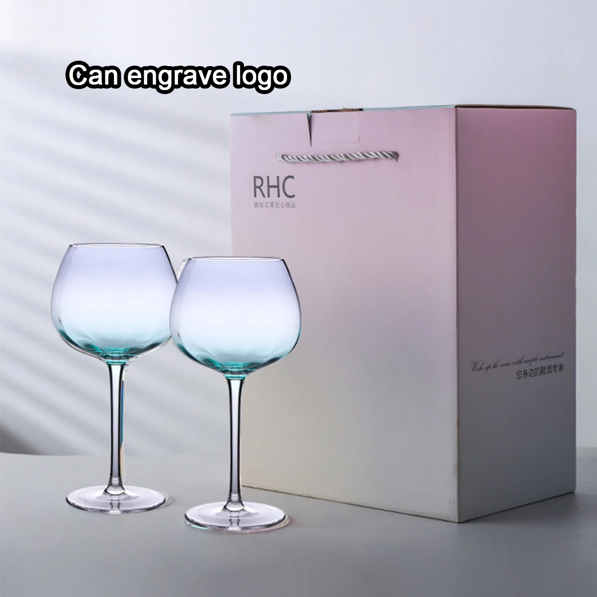 (Can Engrave Logo) 250/325/460ML Crystal Glass Colorful Goblets 2 Pieces, Home Wine Cup, Party Champagne Glass, Cocktail Cup