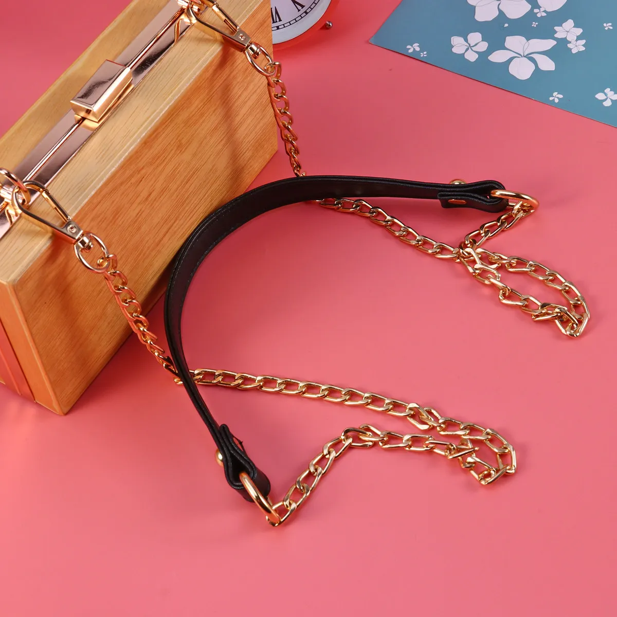 alca-de-corrente-metalica-para-bolsa-substituicao-para-bolsa-de-ombro-com-fivelas-duplas-design-em-pu-preto-e-dourado-acessorio-de-corrente