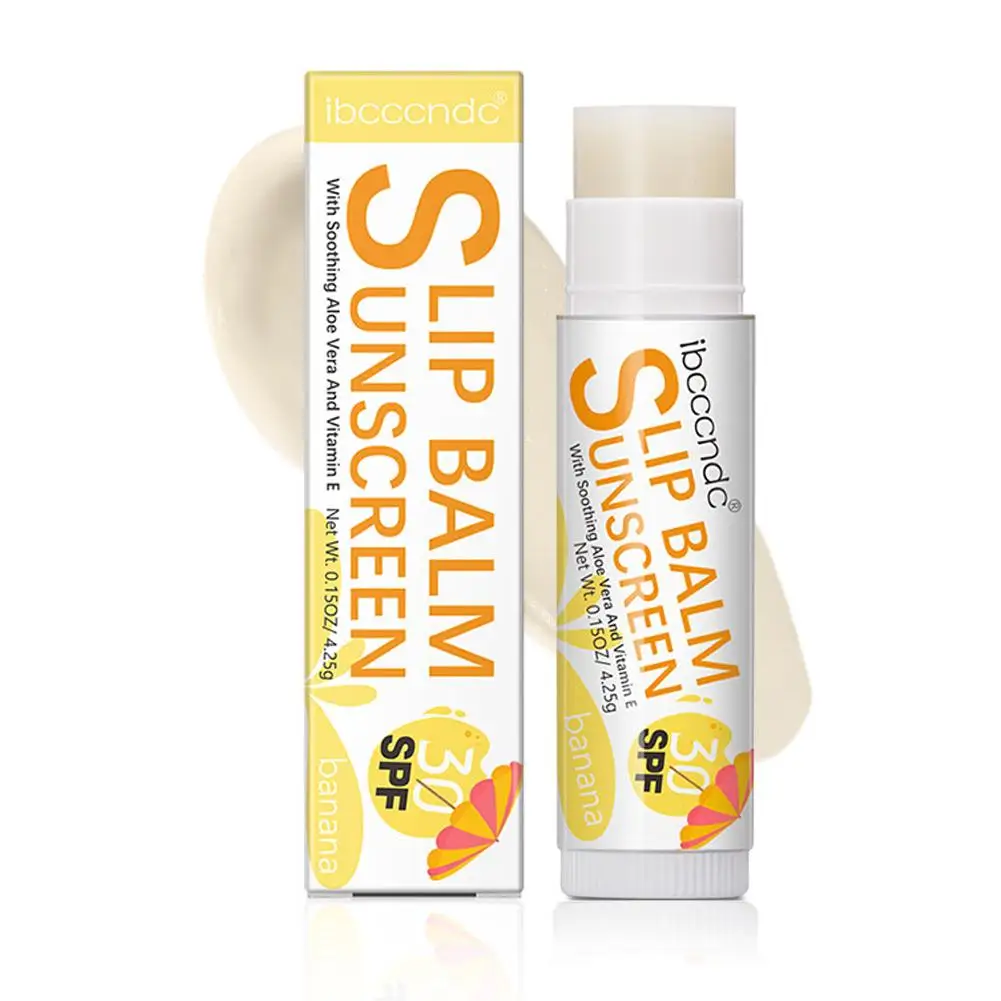 Pelembap bibir Spf 30 Uva, pelembap bibir rasa semangka tidak berwarna, perawatan kelapa pisang S6f0