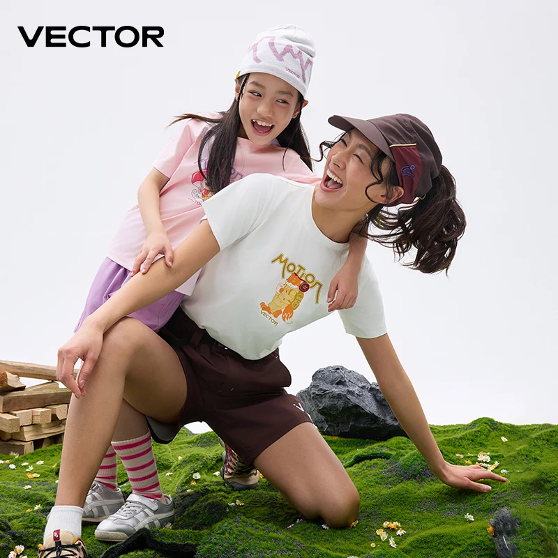 VECTOR T-shirt enfant garçon et fille dessin animé animal 7A antibactérien séchage rapide plage randonnée et escalade