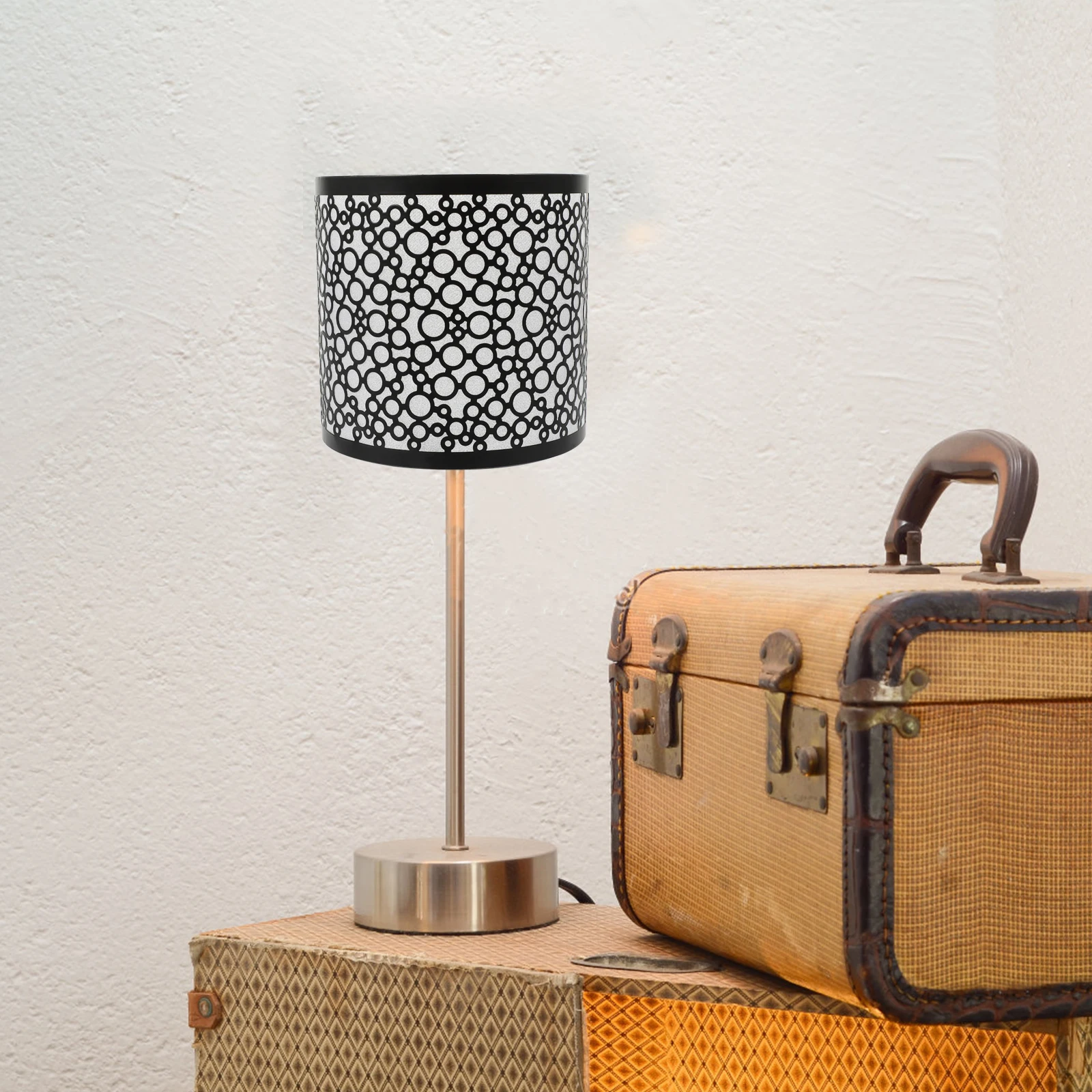 Paralume in ferro Bianco Nightst Tavolo Lanterna Decor Lampada a sospensione Paralumi Tamburo Metallo Industriale Ch Pavimento Desktop Vintage