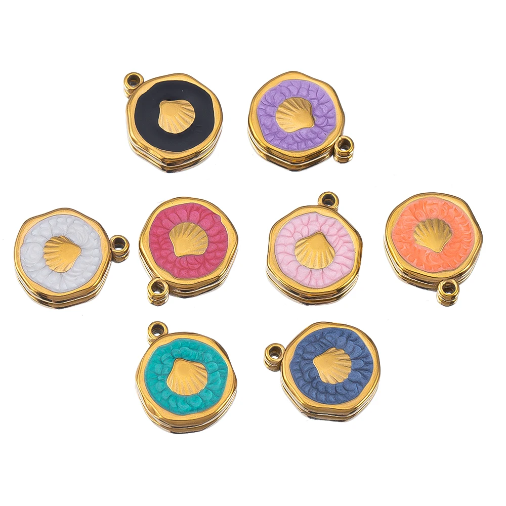 8 stuks goudkleurig roestvrij staal emaille hart oog zon ster ronde charme hangers DIY oorbellen ketting sieraden maken benodigdheden