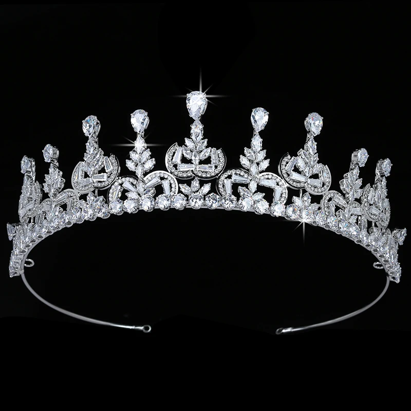 

Crowns HADIYANA Luxury Bridal Crown Zirconia Tiaras Bride Headbands Wedding Hair Accessories Gift BC5682