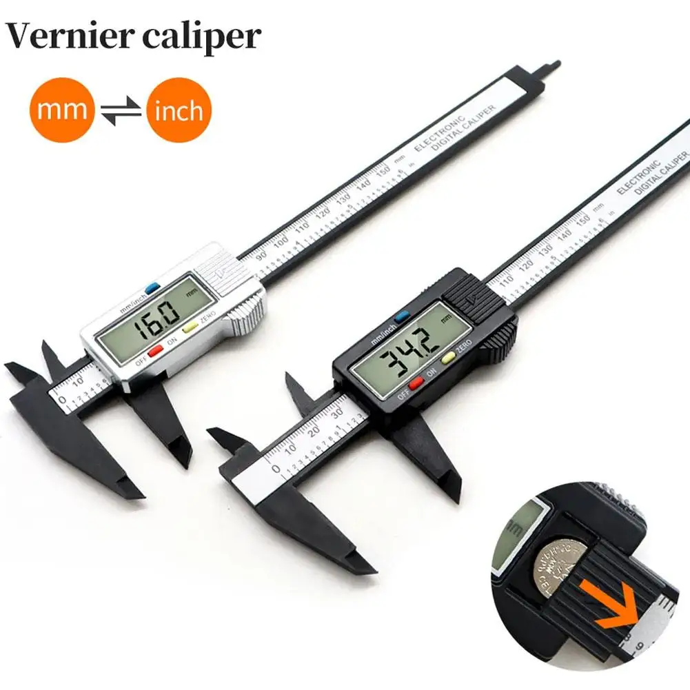 6 Inch 150mm Digital Vernier Caliper Stainless Steel Tool Measuring Vernier Depth Display Digital Calipers Ruler Micrometer C6l2