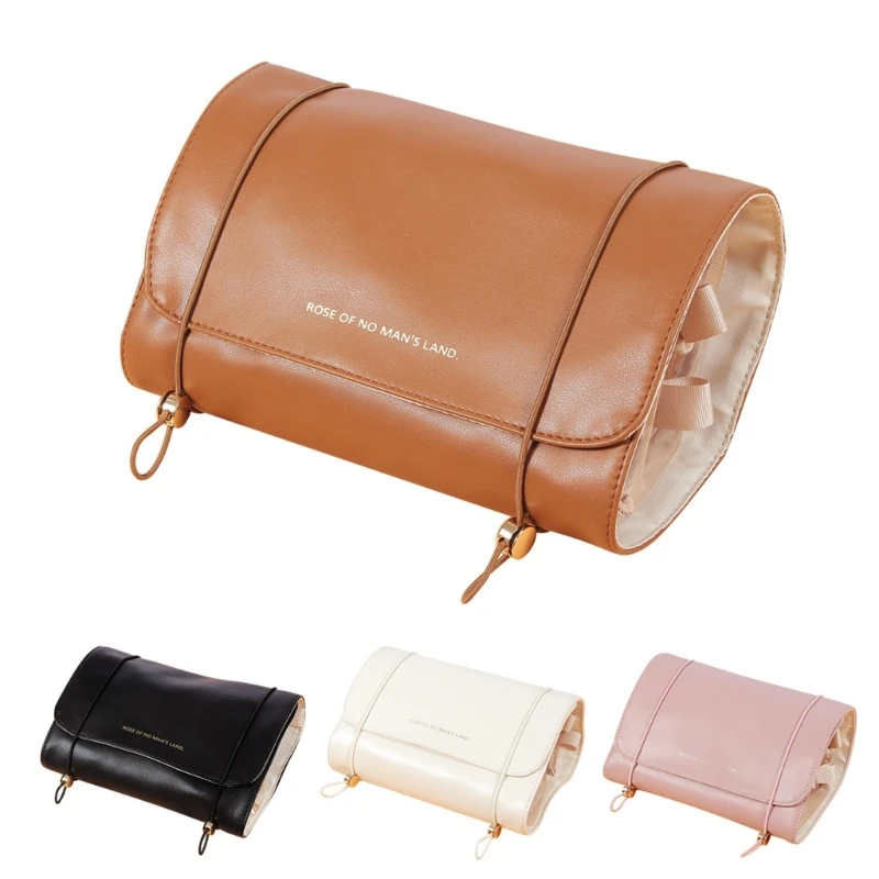 

PU Makeup Bag Roll Up Toiletry Bags Cosmetic Storage Bag for Home Travel Detachable Makeup Bag for Personal Care Handbag F3MD